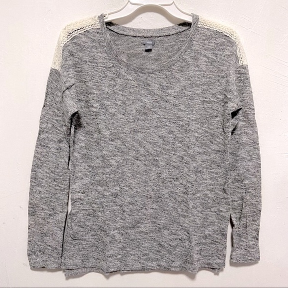 AERIE Embroidered Lace Cotton Long Sleeve Top